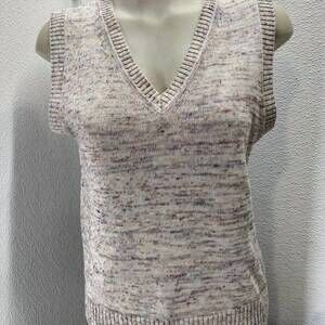 NEW EMILIA GEORGE women's flecks v-neck knitted vest in multicolor